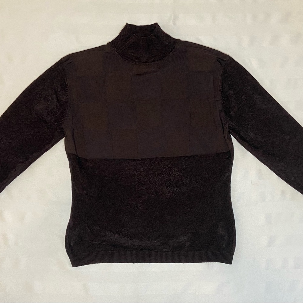 Women’s Nisha Fashion Crushed Velvet Checkered Brown Top Y2K 90s Retro
